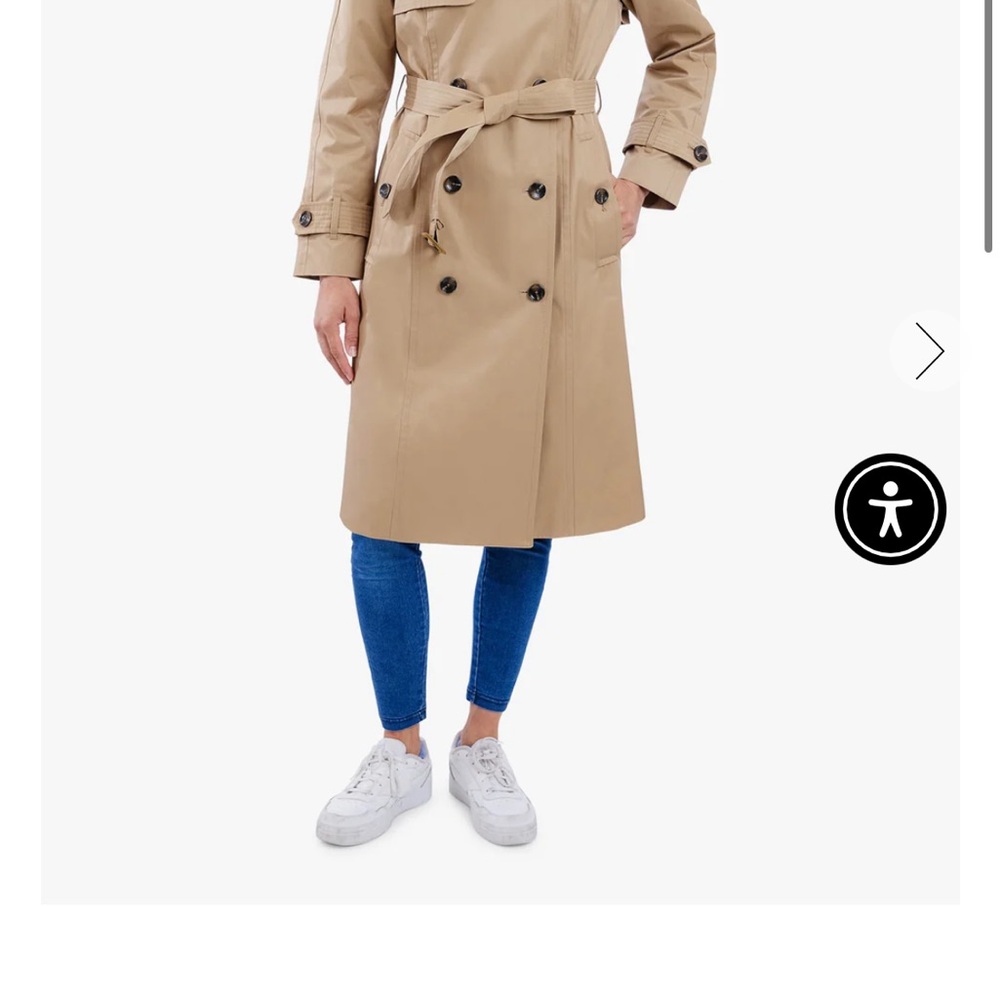 Tan Wool Blend Trench Coat with Plaid Interior